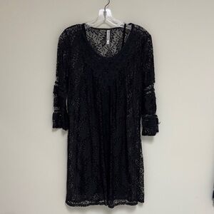 Black Lace Overlay Dress/ Beach Cover up
